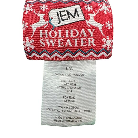 Jem Holiday Sweater L/G Elf Design Green Acrylic Unisex Christmas Ugly - Picture 8 of 13